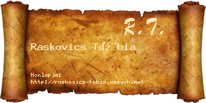 Raskovics Tóbia névjegykártya